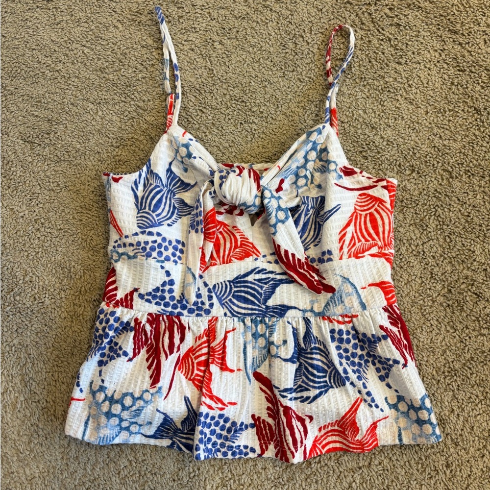 LOFT Red and Blue Floral Camisole